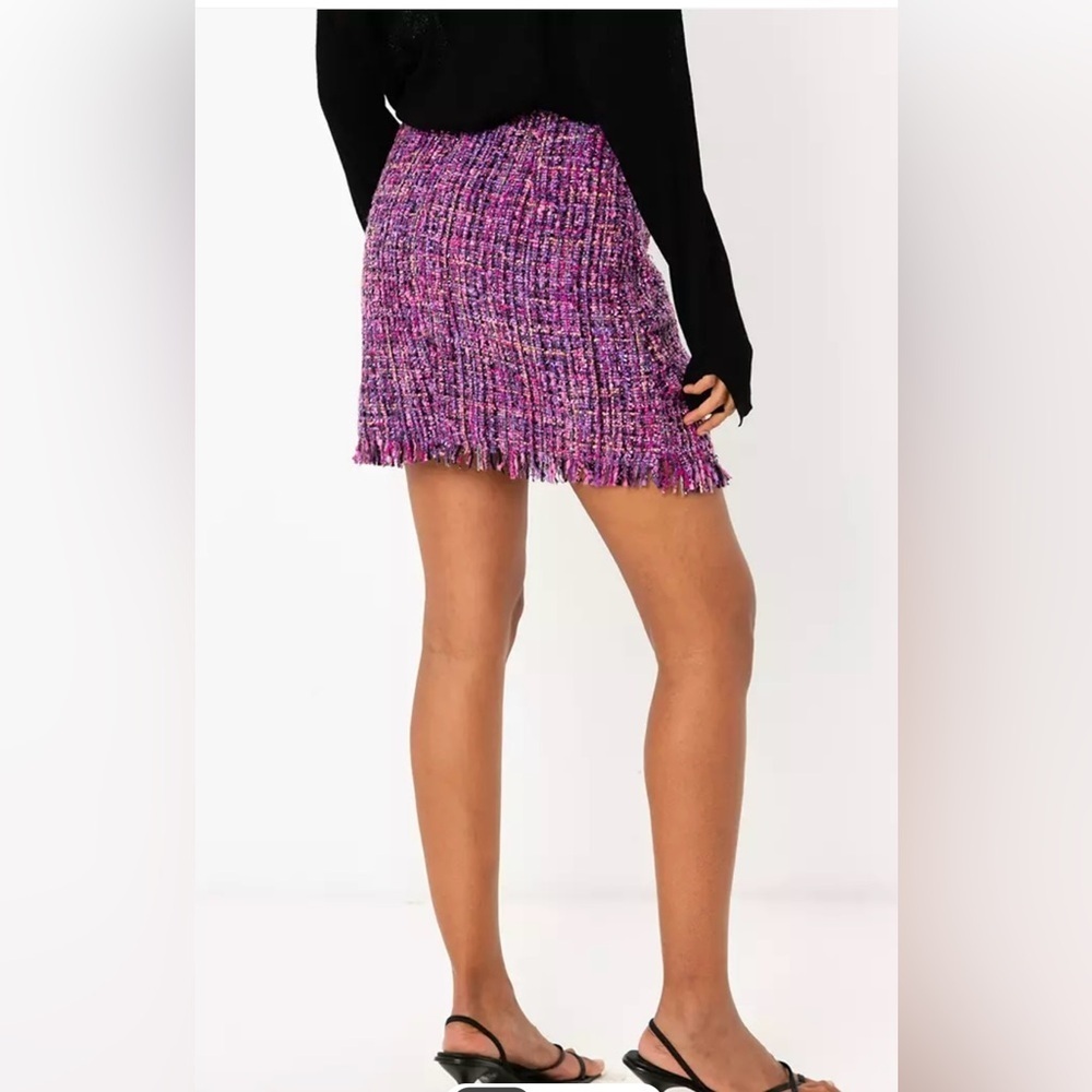 💜💜ZARA PURPLE MULTI METALLIC TEXTURED WEAVE TWEED SKIRT-💜💜NWT - Picture 3 of 16